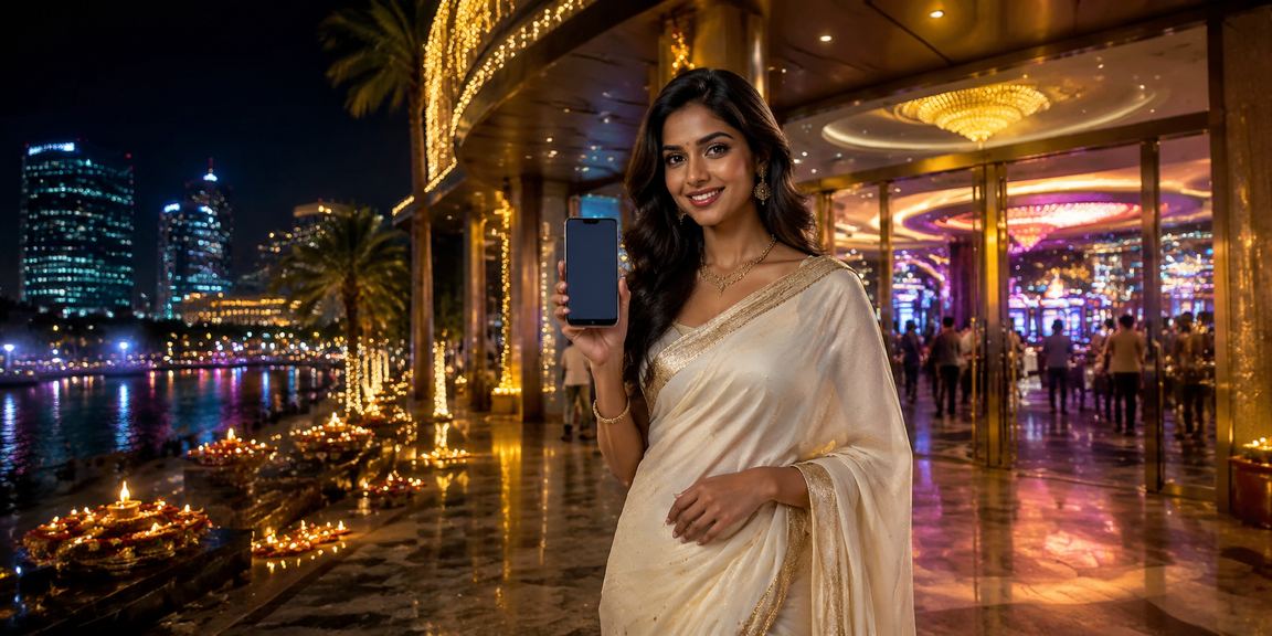 Person using mobile casino app in India